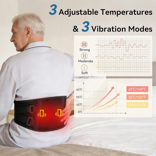 Cordless Portable Heating Pad with Massager for Back Pain Relief,5000mAh Rechargeable Lower Back Massager with 3 Heat 3 Vibration,Wireless Heating Pad for Cramps,Back Support Heat Massage Belt - Image 2