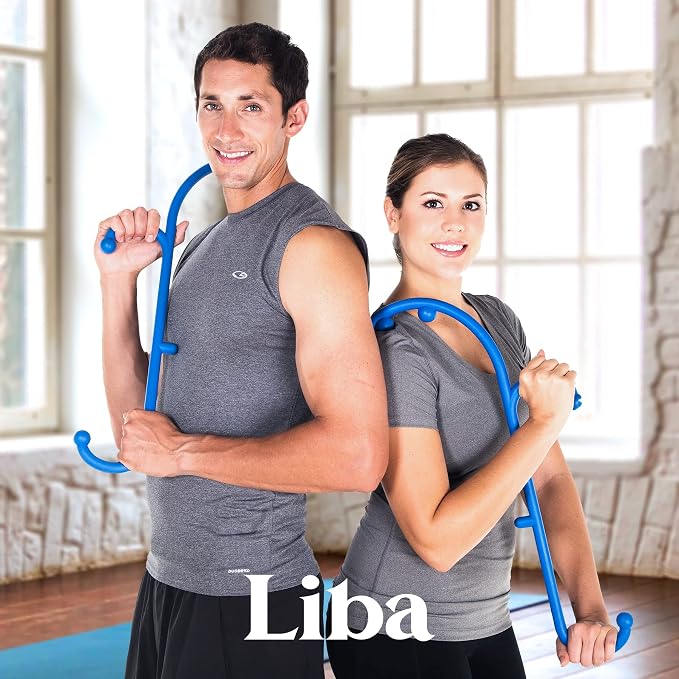 LiBa Back and Neck Massager 2-Pack Trigger Point Hook Therapy Blue - Image 6