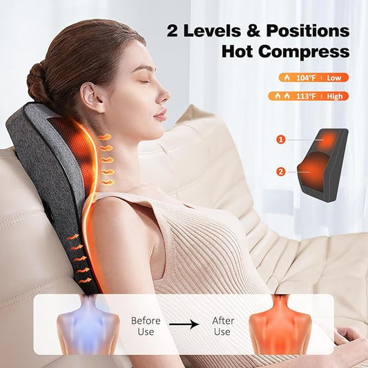 Boriwat Neck Massager with Heat, Back Massager & Deep Tissue Massager, 3D Kneading Massage Pillow for Neck, Back, Shoulder, Leg, Gifts Men Women Mom Dad, Stress Relax at Home Office and Car (Gray) - Image 2