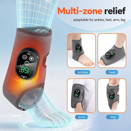 2PCS Cordless Foot Massager for Neuropathy, Foot and Ankle Massager for Pain Relief, 3000mAh Rechargeable Ankle Heating Pad with Massage for Circulation, Gray - Image 2