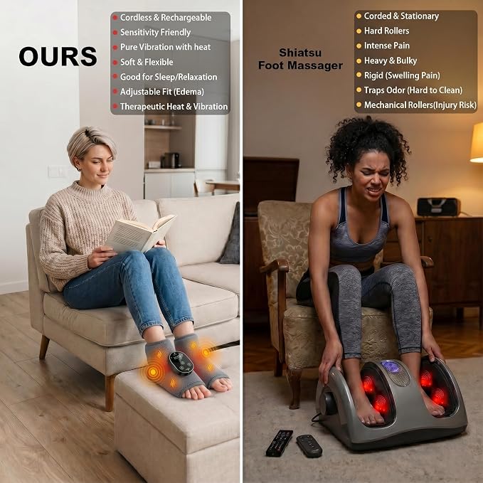Foot Massager for Neuropathy Plantar Fasciitis Pain Relief, Cordless Heated Vibrating Wrap-Around Ankle Feet Massager,3 Modes,6 Heat Levels,Adjustable Timer,Portable for Home Travel (Gray) - Image 8