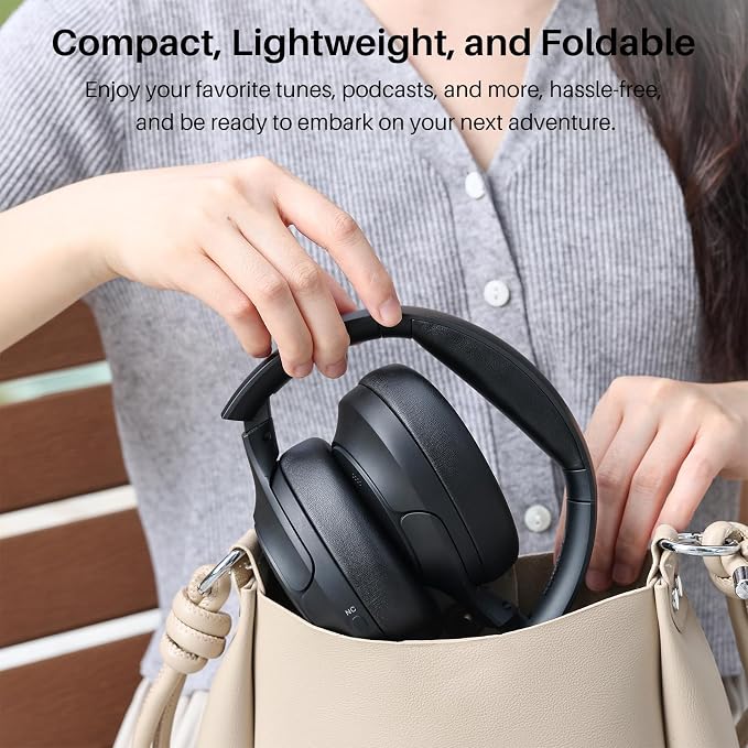 TOZO Hybrid Active Noise Cancelling Headphones, Hi Res Audio | Wireless Over Ear Bluetooth Headset, 60H Playtime, Custom EQ via App Deep Bass Comfort Fit Ear Cups, for Home Office Travel - Image 9