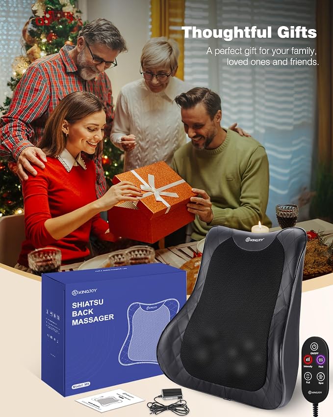 KINGJOY Back Massager for Pain Relief Deep Tissue, Full Back Massager with Heat, 3D Kneading Massage Pillow with 3 Intensities for Back, Neck, Shoulder, Spot Massage, Gifts for Women Man - Image 9