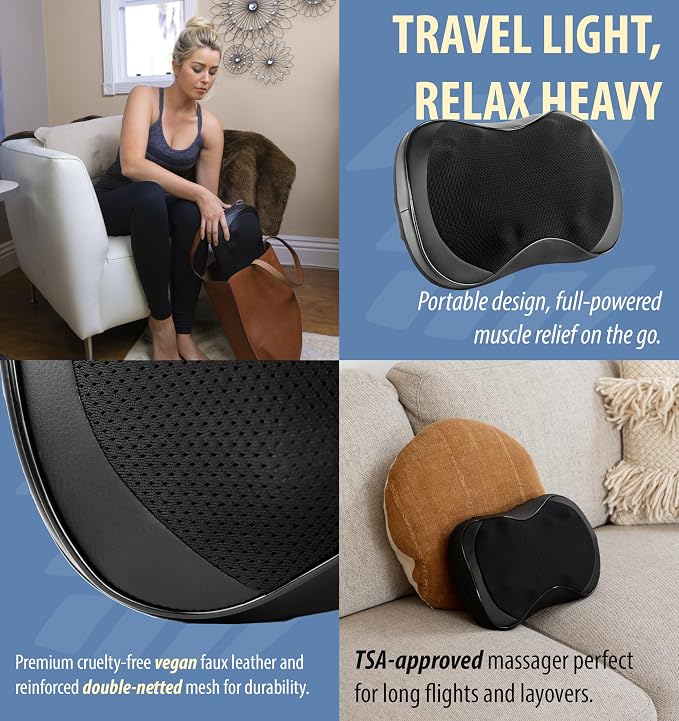 Zyllion ZMA-25 Back and Neck Massager with Heat for Pain Relief, Black - Image 9
