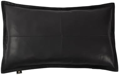 LL LEATHER LOVERS 100% Lambskin Leather Pillow Cover - Sofa Cushion Case - Decorative Throw Covers for Living Room & Bedroom, Black Box Pack of 1-22X30 Inch by LLLEATHERLOVERS