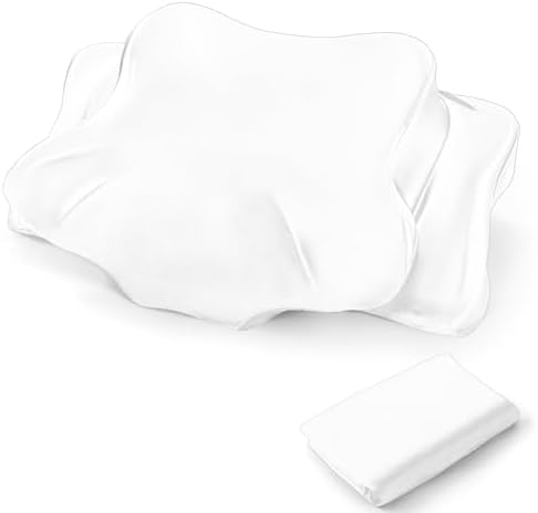 Thickened Satin Elastic Pillowcase 14"x22", Standard Size Zipper Cover for Cervical & Memory Foam Pillows, Hair and Skin Friendly Soft Smooth, White by Joyytuu