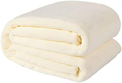 NANPIPER Fleece Blankets, Super Soft Flannel Queen Size Blanket for Bed, Luxury Cozy Microfiber Plush Fuzzy Blanket,Ivory White by NANPIPER