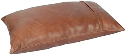 LL LEATHER LOVERS 100% Lambskin Leather Pillow Cover - Sofa Cushion Case - Decorative Throw Covers for Living Room & Bedroom, Dark Tan Plain Pack of 2-10X18 Inch - Image 3