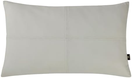 LL LEATHER LOVERS 100% Lambskin Leather Pillow Cover - Sofa Cushion Case - Decorative Throw Covers for Living Room & Bedroom, White Plain Pack of 1-12X20 Inch by LLLEATHERLOVERS