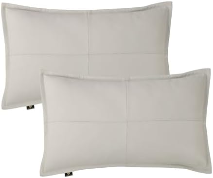 LL LEATHER LOVERS 100% Lambskin Leather Pillow Cover - Sofa Cushion Case - Decorative Throw Covers for Living Room & Bedroom, White Box Pack of 2-10X18 Inch by LLLEATHERLOVERS