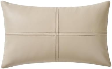 Full Grain Leather Lumbar Pillow Cover (14" x 22") (Cream) by Weaverlane