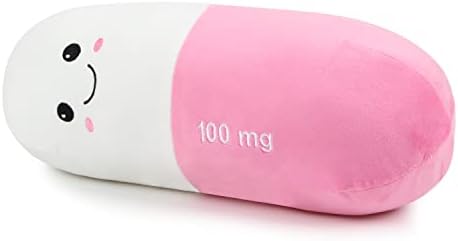Sexysamba Pill Pillow Neck Roll Pillow Cute Preppy Room Decor Chill Pillows with Washable Cover, Funny Aesthetic Trendy Gift Throw Pillows for College Dorm Teenager Y2K Teacher Doctor Nurse (Pink, M) by Sexysamba