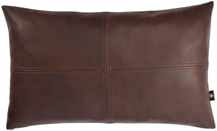 LL LEATHER LOVERS 100% Lambskin Leather Pillow Cover - Sofa Cushion Case - Decorative Throw Covers for Living Room & Bedroom, Brown Antique Plain Pack of 1-16X24 Inch by LLLEATHERLOVERS