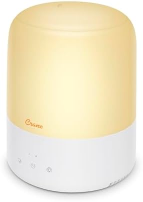 Crane Top Fill Mini Humidifier for Bedroom and Nursery 3-In-1 Essential Oil Diffuser Sleep Light 0.5 Gallon Baby Humidifier by Crane