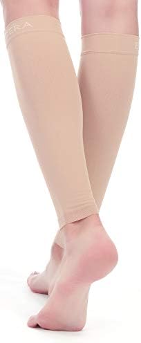 BSERA Calf Compression Sleeve Women, 2 Pairs 15-20mmHg Calf Support Footless Compression Socks Stockings for Shin Splints, Varicose Veins, Recovery (Nude/Skin, Small) - Image 4