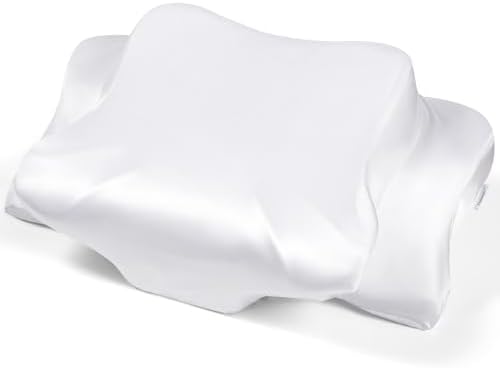 Satin Pillowcase for Cervical Pillows, (Cover Only) Fit for Orthopedic Neck Support Pillow, Silky Smooth Pillowcase Cover with Zipper Closure (White) by WelcometoZelimun
