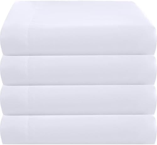ZPECC Full Flat Sheet Only 4 Pack, Durable White Top Bed Sheets Hypoallergenic Soft Brushed Microfiber Color-Coded Hem Threads, 81"x96" by ZPECC-ABrandThatHasBeenFocusedOnBeddingFor20Years