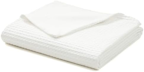 YnM Cotton Waffle Weave Duvet Cover for Weighted Blankets with 16 Strings (Coconut White, 60''x80'') by YNM