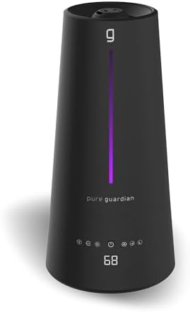 PureGuardian 1.5 Gal Ultrasonic Warm & Cool Mist Humidifier with UV-C Light, IntelliSense Humidistat, 90-Hr Runtime, for Large Rooms up to 540 Sq. Ft., Black, H5665B by PureGuardian