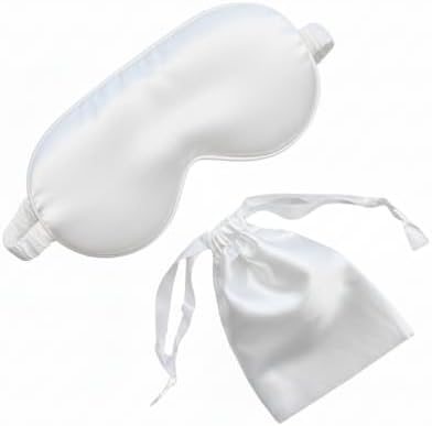 [1 Pack] QSYW Sleep Masks, Satin Eye Mask for Sleeping - Silky Eye Masks Bulk with Storage Bag & Elastic Strap, White by QSYW