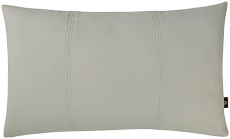 LL LEATHER LOVERS 100% Lambskin Leather Pillow Cover 22x30 Inch – Hand-Stitched Cushion Case with Hidden Zipper, Decorative Throw Cover for Sofa, Bed and Living Room - White Panel Pack of 1 by LLLEATHERLOVERS