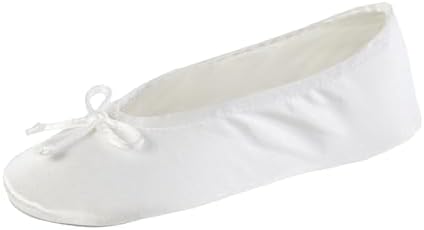 Isotoner Women's Satin Ballerina Slippers with Classic Ribbon Bow and Suede Sole by Isotoner
