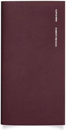 Cloth & Paper Travel Notebook | Time Blocking Planner – Bordeaux | Pocket Plus Daily Schedule Planner 3.2" x 6" | 30 Minute Time Block Layout for Planning, Scheduling & Productivity – Soft Touch Cover by ClothandPaper