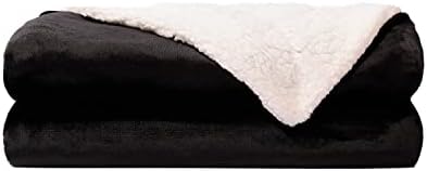 NANPIPER Fleece Blanket Sherpa Throw,Soft Fuzzy Twin Blankets for Couch,Black 60"x80" by NANPIPER