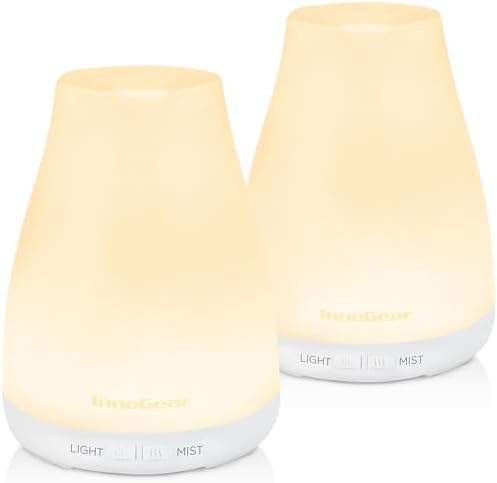 InnoGear 2 Pcs Essential Oil Diffuser Aroma Diffusers for Home, Basic White by InnoGear