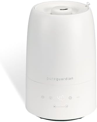 PureGuardian 30-Hour .50 Gallon Top Fill Cool Mist Ultrasonic Humidifier for Large Rooms with Humidistat, 12-Hour Timer, Aroma Tray for Bedroom, Living Room, Office, White, H955W by PureGuardian