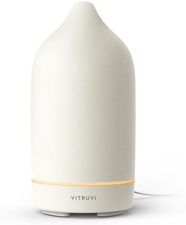 Vitruvi Stone Diffuser, Ceramic Ultrasonic Essential Oil Diffuser for Aromatherapy | Ceramic Diffuser, Diffusers for Home, Oil Diffuser, Housewarming Gift, Original Diffuser | White, 90ml Capacity by Unknown