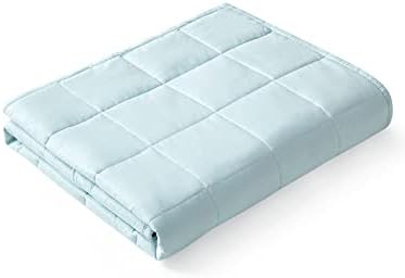 YnM Weighted Blanket,Heavy 100 Percent Oeko-Tex Certified Cotton Material(Light Blue, 80''x87'' 25lbs), Two Persons(110~190lb) Sharing Use on Queen/King Bed | A Duvet Included by YNM