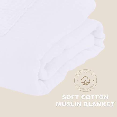 Cosy Family 6 Layer Muslin Bed Blanket - Breathable and Lightweight Gauze Boho Blanket for Spring, Soft 100% Cotton Muslin, White, 80x90 Inches - Image 7