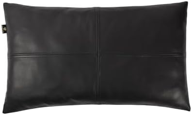 LL LEATHER LOVERS 100% Lambskin Leather Pillow Cover - Sofa Cushion Case - Decorative Throw Covers for Living Room & Bedroom, Black Plain Pack of 1-20X28 Inch by LLLEATHERLOVERS