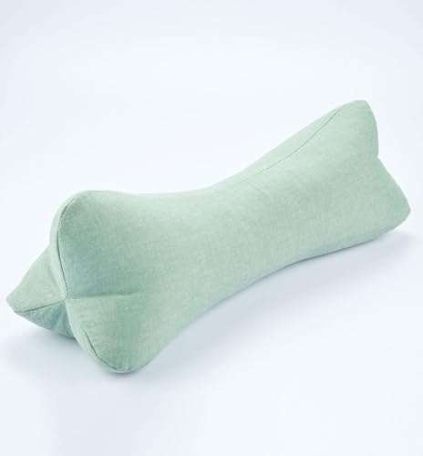Breathable Buckwheat Cervical Neck Support Pillow, Triangle Pillows for Neck Pain Relief, Adjustable Height Cool Sleep Cylinder Bolster Pillow, Removable Washable, Green 15 X 5 Inches by EDMILE
