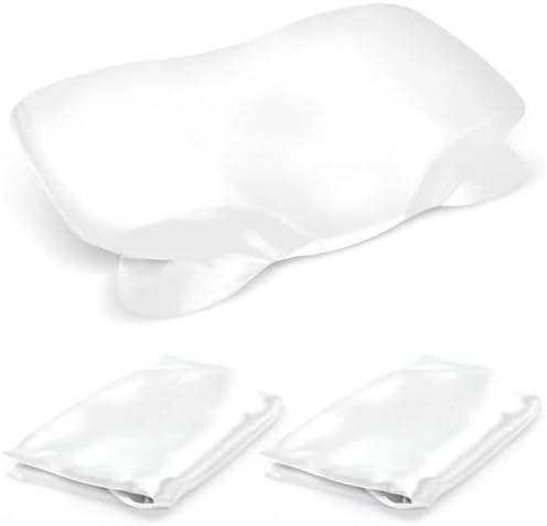 2 Pack Satin Pillowcase for Zelimun Cervical Pillow, Contour Pillow Case Cover, Soft Pillowcase Cover with Zipper (White) by WelcometoZelimun