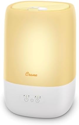 Crane Ultra-Quiet 3-in-1 Humidifier for Baby with Essential Oil Tray, 7-Color Sleep Light, 1 Gallon Top-Fill Tank, Ideal for Bedroom by Crane