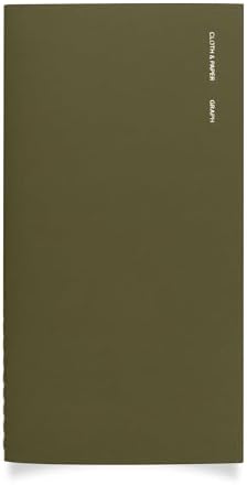 Cloth & Paper Travel Notebook | Graph Notebook – Olive | Pocket Plus Grid Paper Notebook 3.2" x 6" | Graph Layout for Notes, Diagrams, Lists & Structured Planning for Work or Study – Soft Touch Cover by ClothandPaper
