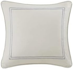 Harbor House Modern Design Decorative Pillow Hypoallergenic Sofa Cushion Lumbar, Back Support, Square 16" x 16", Chelse, Satin Blue Ivory by HarborHouse