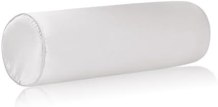 Satin Cylinder Pillowcase | Silk-Like Roll Bolster Pillow Cover with Hidden Zipper | Neck Roll Covers for Hair & Skin Friendly（ White16 x 6" ） by Velvetcossy