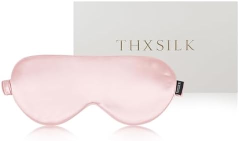 THXSILK Sleep Mask 100% 25 Momme Pure Mulberry Silk Super Smooth Cooling Sleep Eye Mask Blackout for Women/Man/Kids, Eye Cover with Wide Head Strap for Good Night Sleep, Charming Pink by THXSILK