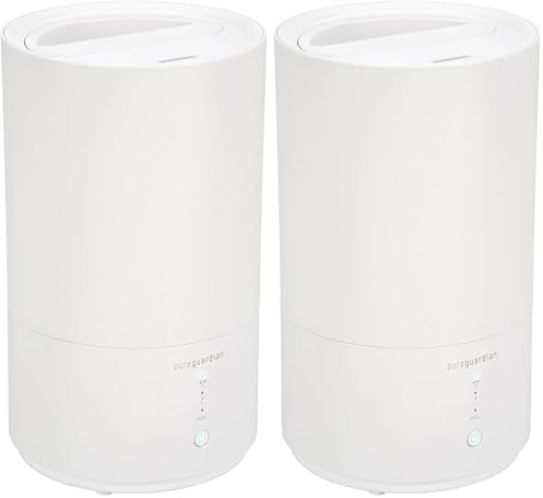 PureGuardian 30-Hour 0.80 Gal. Top Fill Cool Mist Ultrasonic Humidifier for Home with Aromatherapy Tray, Covers 320 Sq. Ft, White, H950AR (Pack of 2) by PureGuardian