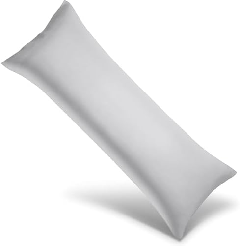 Body Pillow case with Zipper Closure 100% Egyptian Cotton 500 Thread Count Pack of 1 Long Body Pillowcase Cover for Adult Size 20x48 inch, Silver Grey by AtikshBeddings