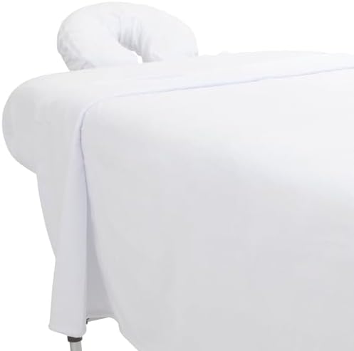 ForPro Luxury TerrySoft 3-Piece Massage Sheet Set, White, Ultra-Soft, Stain and Wrinkle-Resistant, Includes Flat and Fitted Sheets and Face Rest Cover by ForProProfessionalCollection