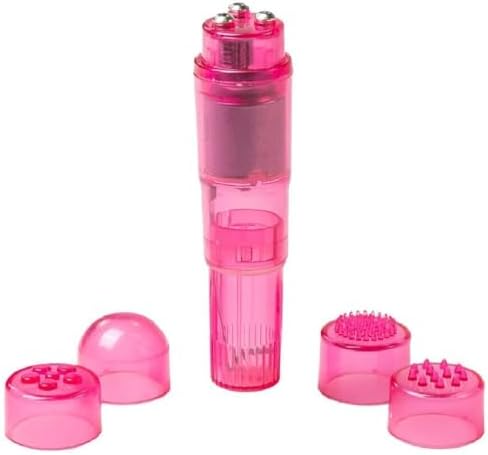 Mini Portable Small Vibrating Massage Tool 4 Heads Massager Pocket for Women Neck Shoulder Face Back Foot Muscles (2PK Pink) - Image 2