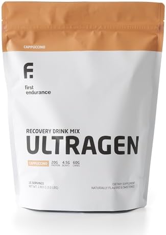 FIRST ENDURANCE Ultragen Workout Recovery Drink Powder, Protein Mix, Boosts Energy, Accelerates Recovery | Cappuccino, 15 Servings by FirstEndurance