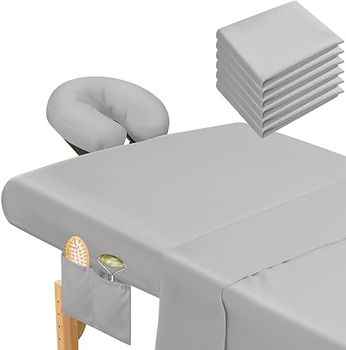 Mixweer 9 Pcs 3 Set Microfiber Massage Table Sheets Set Bulk Includes Flat Sheet, Fitted Sheet with Pocket, Face Rest Cover(Gray) by Mixweer