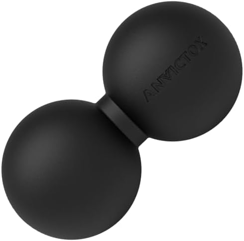 Peanut Massage Ball,Double Lacrosse Ball for Neck Sore Muscles,Medium Density Myofascial Release Massager Ball for Deep-Tissue Massage Muscle Knots Yoga Therapy(Black) by ANVICTOX