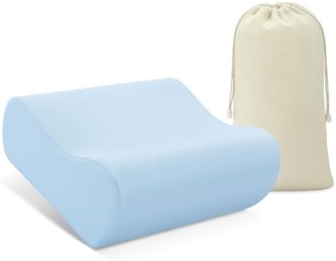 AM AEROMAX Travel Contour Memory Foam Pillow for Neck Pain Relief, Blue by AMAEROMAX