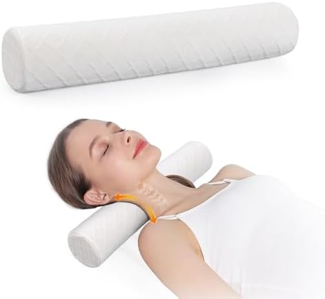 Cozyhealth 3.1" H Small Cervical Roll Pillow, Medium Soft Memory Foam Neck Round Pillow Cylinder Bolster Pillow for Sleeping, Round Neck Support for Bed, Legs, Back and Yoga (White, Small - 3.1" H) by Cozyhealth